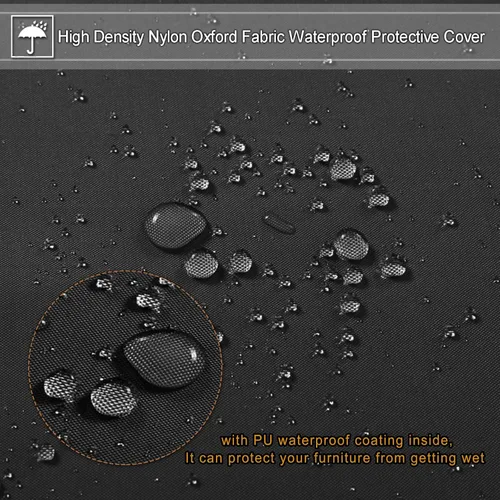 Vista 4 de Funda de mesa para exteriores, fundas de mesa de patio para muebles de exterior con cordón resistente al viento, impermeable, fundas rectangulares