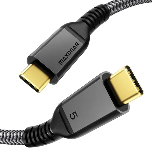 Vista 9 de Maxonar Cable Thunderbolt 5 de 1 pie de 80 Gbps, aumento de ancho de banda de hasta 120 Gbps, potencia de 240 W, pantalla dual de 8 K, compatible