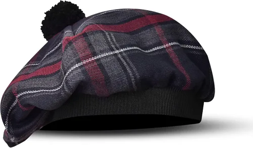 Vista 9 de Sombrero escocés Tam o Shanter Gorro escocés Tartan P.V Tartan (poliviscosa) Mezcla de lana con pompón Talla única para todos.