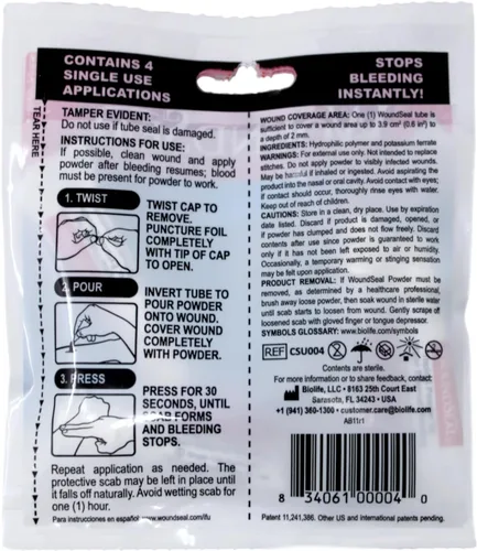 Vista 2 de Polvo para heridas Woundseal 4 EA., paquete de de 1, Blanco, 4