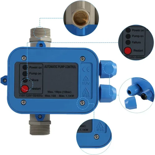 Vista 4 de Controlador de presión de bomba de agua para bomba de agua - Controlador automático de bomba de 110 V 50/60 HZ Control de interruptor electrónico