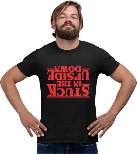 Vista 3 de Go All Out - Camiseta para adultos "Stuck in The Upside Down" Negro