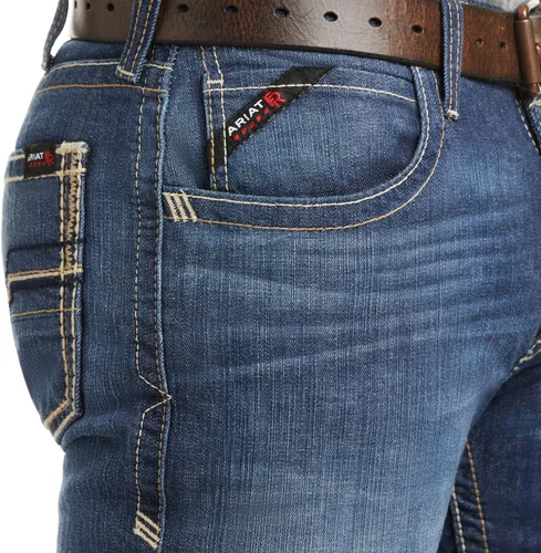 Vista 6 de Ariat FR M5 Slim DuraStretch - Jeans apilables de pierna recta, mezclilla para hombre, Azul