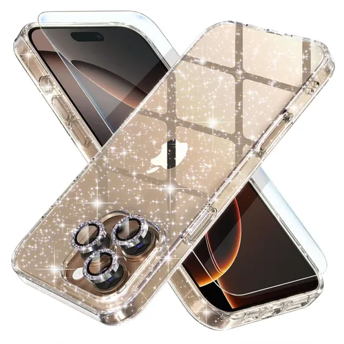 Vista 25 de Choiche, funda para iPhone 14 de mujer, brillante, protección de grado militar, 2 cubiertas de lentes de cámara Diamond, 2 protectores de vidrio