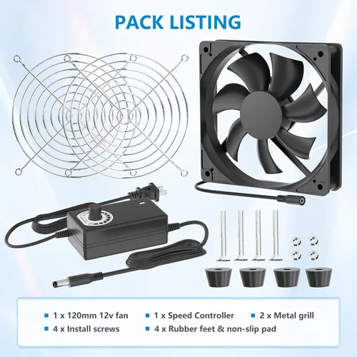 Vista 6 de Ventilador de computadora con enchufe de CA, ventilador de computadora de 12 V con CC 3-12 V a CA 100-240 V controlador de velocidad para Biltong