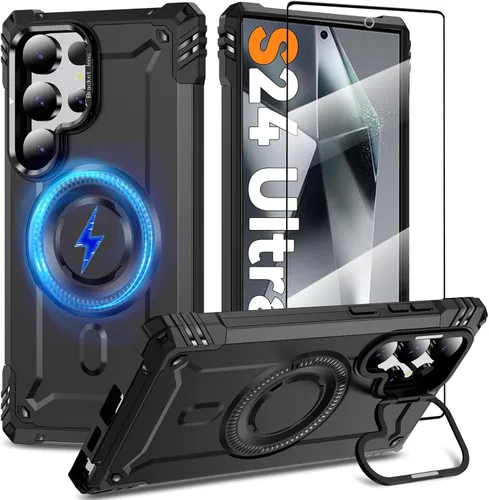Vista 12 de Funda magnética para Samsung Galaxy S25+ Plus/Galaxy S24+ Plus [Soporte de anillo de cámara integrado] [Protector de pantalla]