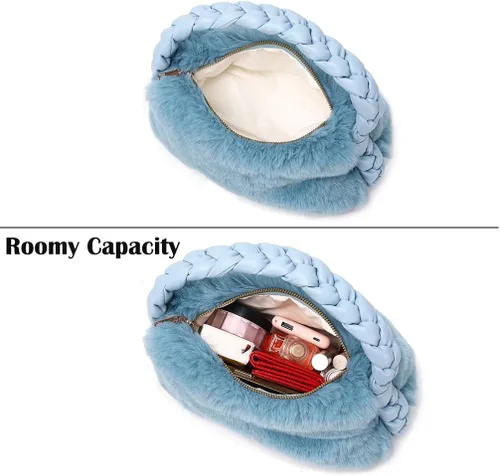 Vista 6 de ZOVYRON Bolso de mano esponjoso para mujer bolso de piel sintética con asa superior bolso de mano peludo lindo bolso de mano de felpa
