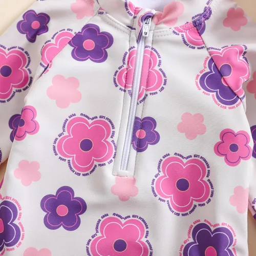 Vista 86 de Traje de baño de una pieza con cremallera de manga larga para bebé niña con gorro