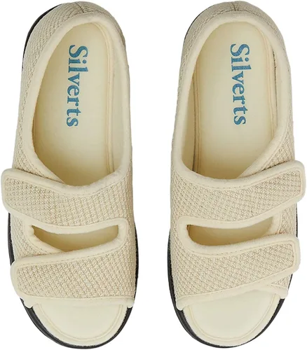 Vista 4 de Silverts Adaptive Clothing Footwear Sandalias de punta abierta de fácil cierre para mujer para personas mayores interiores y exteriores