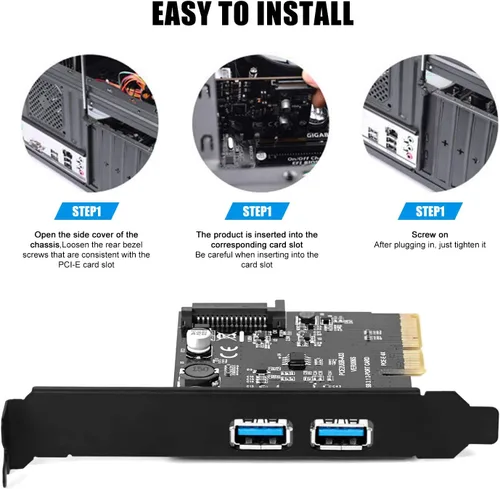 Vista 7 de PCI Express 4X USB 3.1 Gen 2 Tarjeta de expansión de puertos de doble tipo A, adaptador de extensor de tarjeta Pcie de 10 Gbps de 2 puertos
