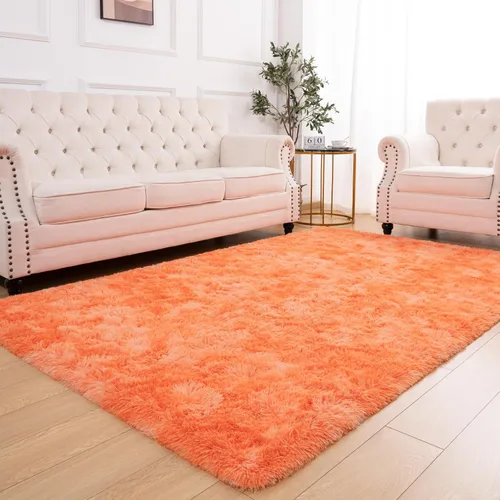 Vista 76 de Softlife Alfombra naranja para dormitorio, alfombra de felpa esponjosa para sala de estar para niñas, alfombra lanuda para niños, alfombra suave