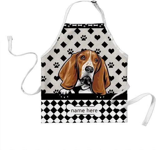 Vista 19 de Delantal de aseo de perros de lunares personalizado lindo perro Airedale, rojo (Airedale)