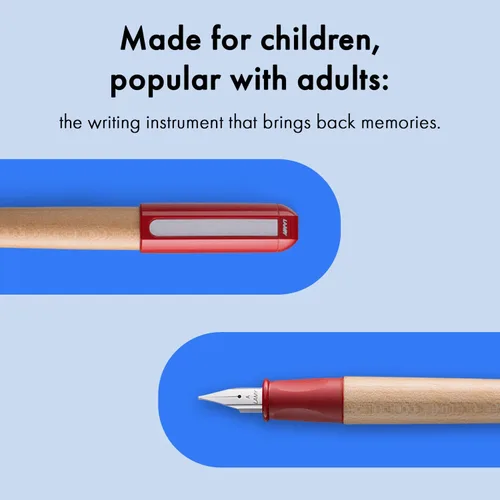 Vista 4 de LAMY ABC RED - Pluma estilográfica apta para niños para escribir principiantes con agarre ergonómico y punta de acero pulido en tamaño A - Madera