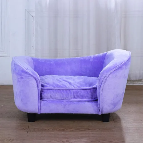 Vista 5 de Getifun Sofá cama para mascotas, sofá de terciopelo con cojín extraíble lavable para perros pequeños y gatos (morado)
