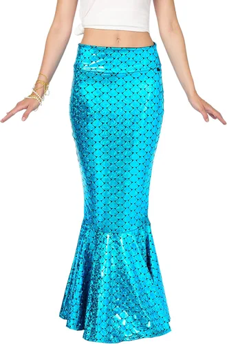 Vista 3 de Spooktacular Creations Disfraz de falda de sirena brillante con holograma metálico para adultos, juego de rol