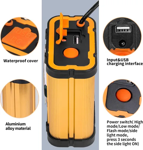 Vista 3 de Linterna de cabeza LED recargable súper brillante – Linterna de cabeza portátil impermeable de alta potencia, 3 modos de iluminación ajustables