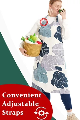 Vista 6 de Delantales de algodón y lino para hornear, talla grande, para mujer, con bolsillos, cocina