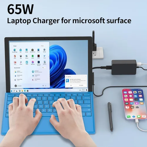 Vista 8 de Cargador de 65 W y 44 W compatible con Microsoft Surface Pro 9 8 7+ 7 6 5 4 3 X Surface Laptop 5 4 3 2 1 compatible con modelos 1706 1950 1943 1876