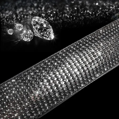 Vista 4 de Nueva funda de volante de cuero con diamantes de imitación brillantes Negro Diamonds
