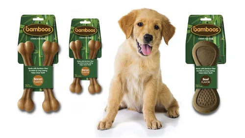 Vista 3 de Juguete masticable de bambú duradero para perros masticadores agresivos Fabricado con fibra de bambú Hueso de mantequilla de maní - Grande