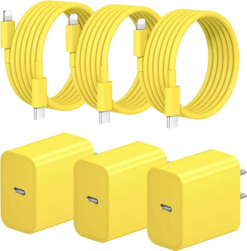 Vista 21 de Cargador rápido para iPhone, 3+3 unidades, cargador de pared USB C de 20 W con cable de carga rápida de 6 pies compatible con iPhone
