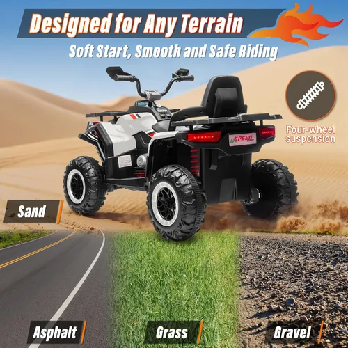Vista 5 de 24V 4WD Ride on Car, Kids ATV 4 Wheeler with Remote Control, 4x200W Motor, Spring Suspension, Beverage Port, 5.5Mph Max, Battery Powered Ride on B