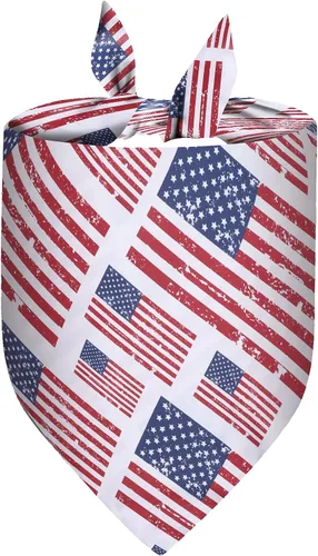 Vista 6 de Bandana para perro del 4 de julio, bufanda para mascotas con bandera