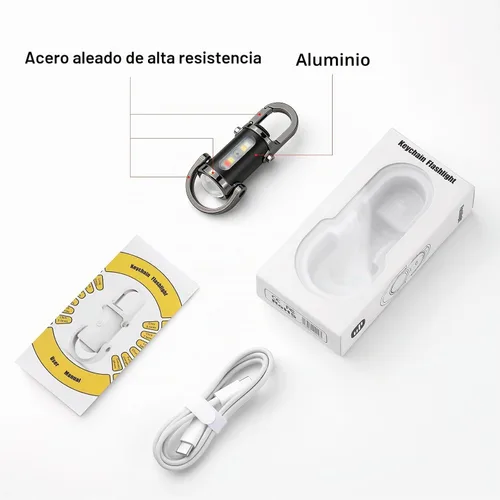 Vista 7 de Linternas de Llavero Recargables, Mini Linternas EDC de 800 Lúmenes, Linternas de Trabajo de Llavero COB de 7 Modos de Luz, Linterna de Llavero Mini