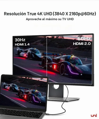 Vista 8 de uni - Cable USB C a HDMI de 3 pies 4K a 60 Hz, MacBook Pro tipo C a TV HDMI USB tipo C a HDMI, cable trenzado, Thunderbolt 3/4, MacBook Air