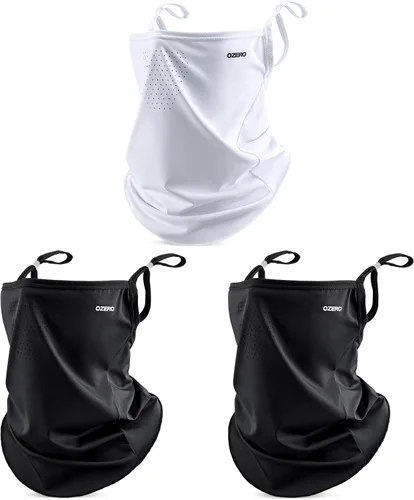 Vista 11 de OZERO Máscara facial para cuello, protección solar UV UPF 50+ para hombres Negro+Blanco
