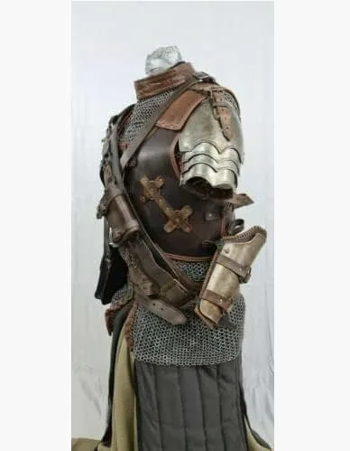 Vista 2 de Armadura completa de cuero medieval Samurai - Armadura de cuero para LARP y cosplay conjunto completo de cuero