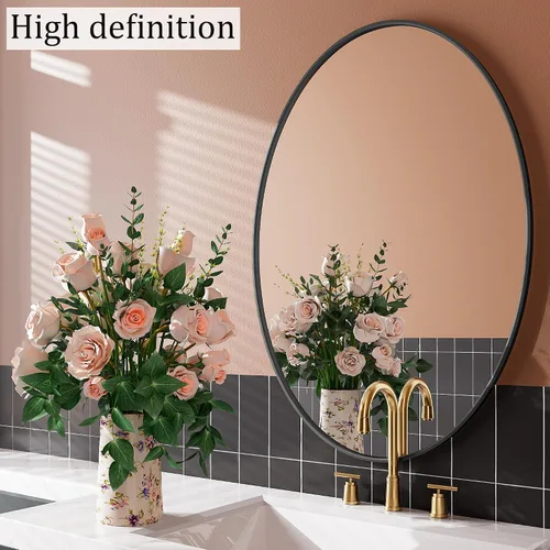 Vista 3 de AUYHM Espejo ovalado, espejo de baño pequeño de 20 x 28 pulgadas, espejos de baño, espejo negro para baño, espejos ovalados para baño, espejo