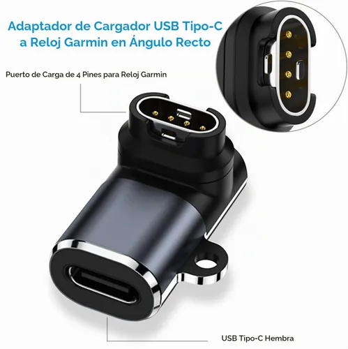 Vista 2 de sweguard Garmin - Adaptador de cargador de reloj en ángulo recto, paquete de 2 cables USB tipo C de carga para Garmin Fenix 8 7 7S 7X 6S 6 6X 5S 5