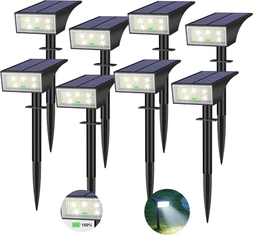 Vista 11 de Focos solares para exteriores con indicador de nivel de batería de 4 LED 2-Blanco fresco