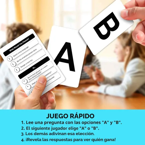 Vista 3 de QUOKKA Juego de Mesa para Niños de 8-12 Años - Edición Original - Juego de Cartas Familiar para Niños de 5-8 Años - ¿Qué Eligirías? ¿Prefieren