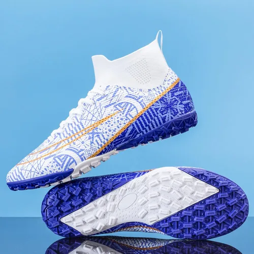 Vista 3 de Zapatos de fútbol para hombre y mujer, zapatos de fútbol con suela dorada, zapatos de fútbol para estudiantes, zapatos de entrenamiento de hierba