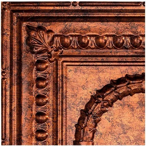 Vista 6 de FASÄDE Rosette - Panel de techo decorativo de vinilo adhesivo de 2 x 4 pies en bronce antiguo (paquete de 5)