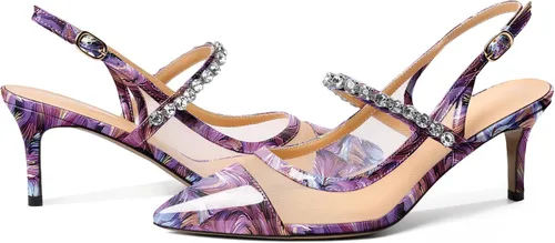 Vista 4 de AUMOTED Zapatos de tacón alto con puntera puntiaguda para mujer, tacón alto, tacón alto, patente de tacón de aguja, diamantes de imitación, correa