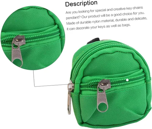 Vista 4 de 1 juego de mini mochila, monedero, llaveros con cremallera, bolsas de cambio, lindo mini bolso llavero colgante para llaves y artículos esenciales