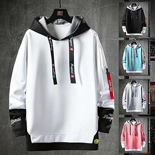 Vista 2 de USTZFTBCL Sudadera con capucha para hombre Harajuku japonesa de estilo hip hop para hombre