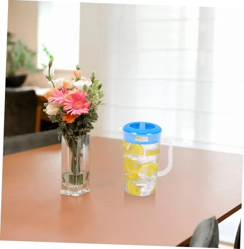 Vista 7 de Jarra de agua fría graduada, botellas de agua transparentes, bebidas de hielo, dispensador de bebidas de limonada, frigorífico, jarra de té de un
