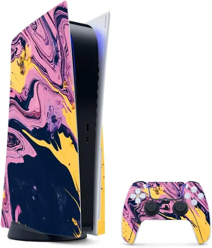 Vista 6 de MightySkins - Skin para juegos para PS5 / Playstation 5 Bundle – Mármol ámbar Envoltura protectora de vid Fácil de aplicar y cambiar