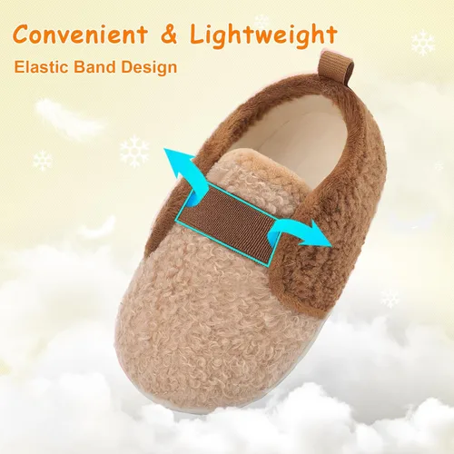 Vista 2 de JOINFREE Pantuflas de casa para bebés, niños y niñas, calcetines de casa para niños, zapatos cálidos para caminar para niños pequeños al aire libre