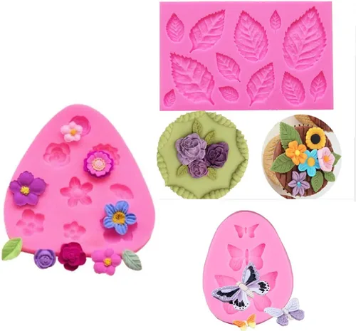 Vista 7 de FIRETREESILVERFLOWER Molde de silicona para fondant de flores y mariposas, para decoración de pasteles, dulce de chocolate, arcilla polimérica