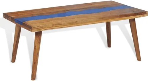 Vista 6 de mesa de Centro para sala Mesas de centro Mesa de centro de resina de teca de 39.4 x 19.7 x 15.7 pulgadas, adecuada para salas de estar, balcones