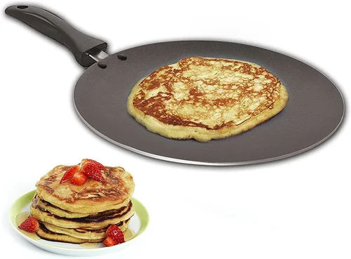 Vista 4 de G&D TAWA TAWA antiadherente TAWA/PARATHA TAWA TAWA Aluminio 2,6 MM con espátula de madera y fregador gratis (11.220 in) Regalos para el Día de San