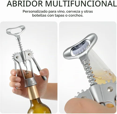 Vista 5 de Abridor de vino, sacacorchos de ala de alta resistencia para botellas de vino, abridor de botellas de vino con tornillo en espiral afilado, asas
