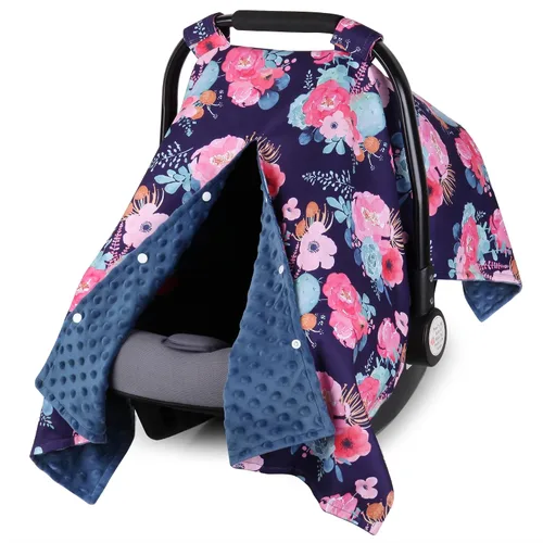 Vista 18 de Funda para Asiento de Coche Rquite para Bebé, Fundas para Asiento de Coche para Niño, Funda para Asiento de Coche de Invierno de Minky, Dosel