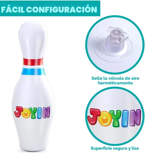 Vista 6 de JOYIN Juego de bolos inflables gigantes para niños y adultos, juegos para fiestas de Navidad y cumpleaños, juguetes educativos para desarrollar