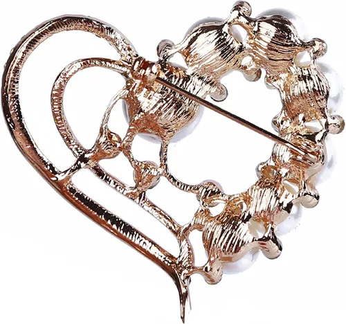 Vista 5 de Journey Studio - Broche de corazón con diamantes de imitación de perlas de diamantes de imitación broche de bufanda de corazón para mujer accesorios